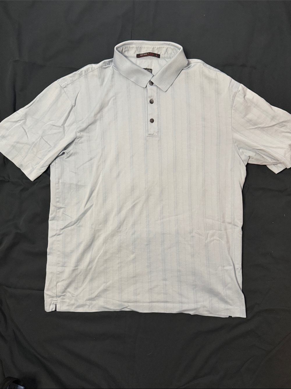 Men's Light Blue Stripe Polo Shirt with Classic Collar